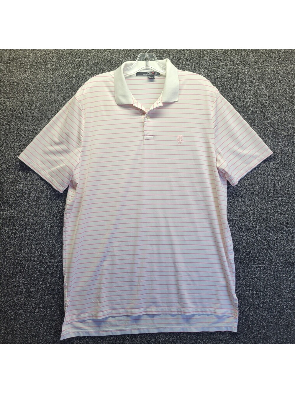 Polo Ralph Lauren RLX Golf Shirt Men's Sz L Pink Striped Performance Poly